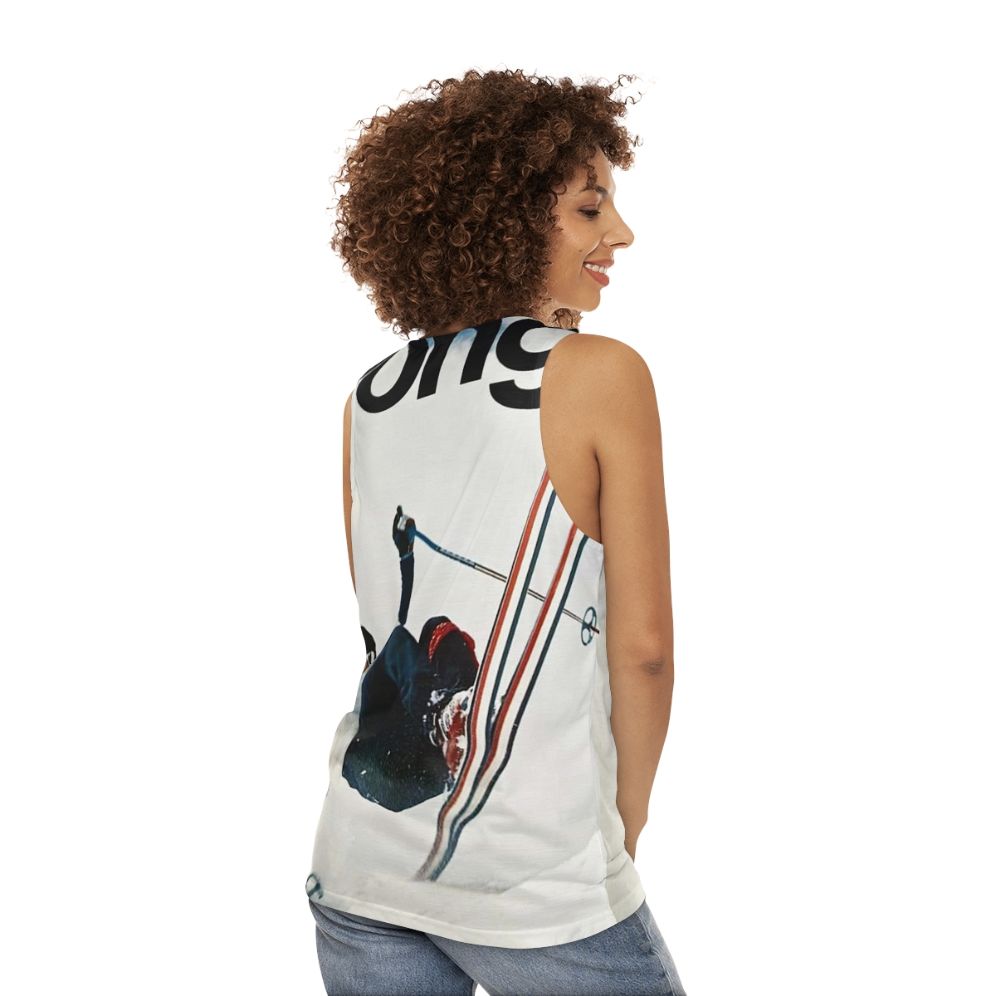 Unisex ski-themed tank top - women back