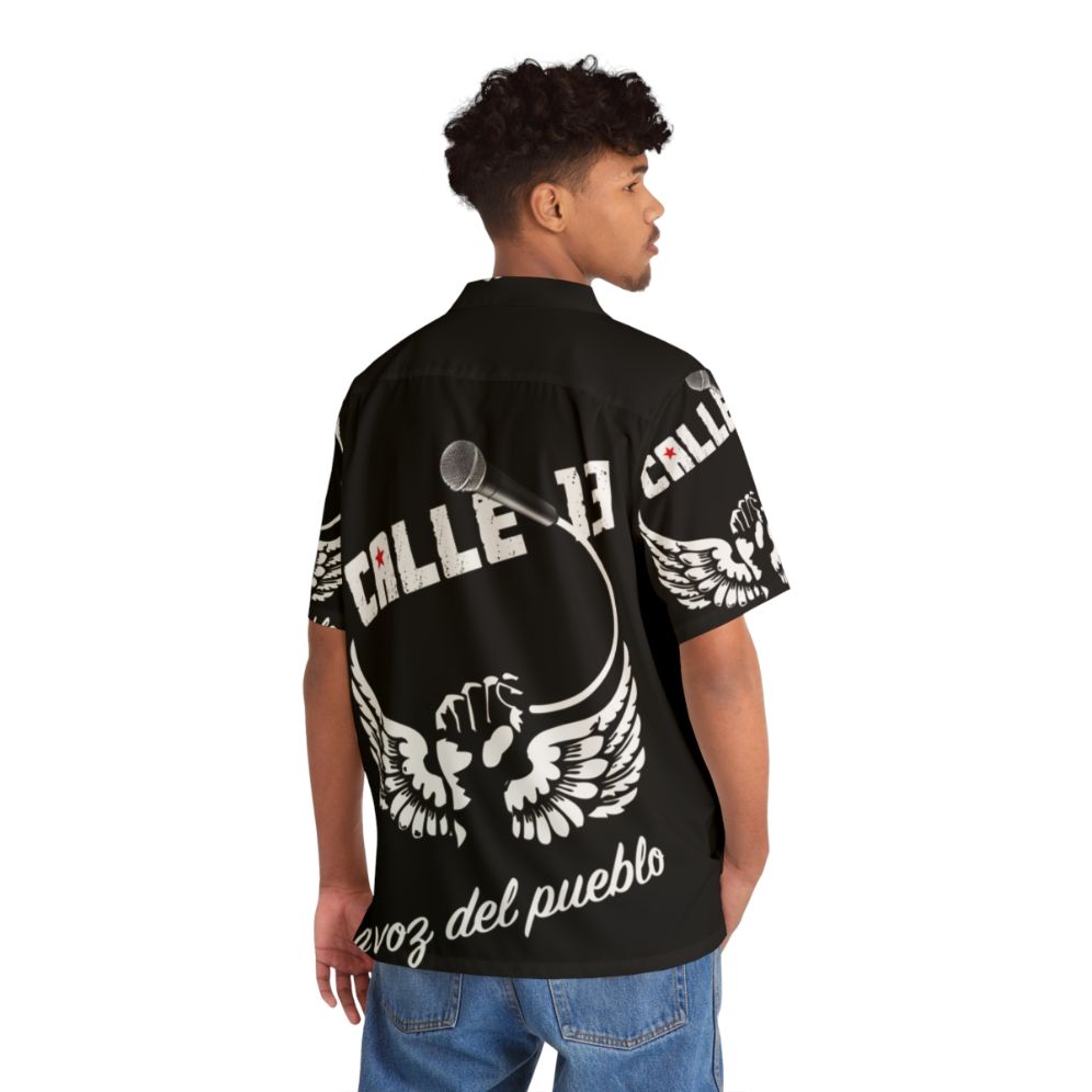 Calle 13 Hawaiian Shirt with Residente Rapper Motif - People Back