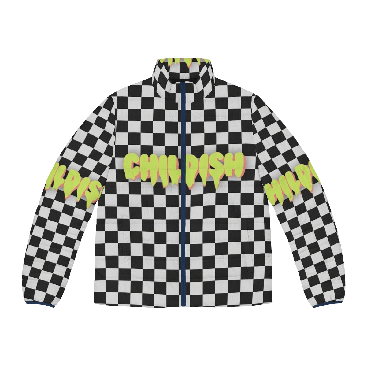 Tgfbro Childish Puffer Jacket with Bold Graphic Design