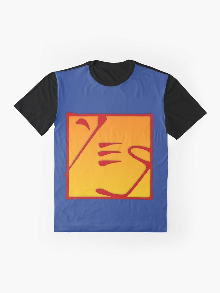 Graphic t-shirt featuring the logo of the prog rock band Yes and their album "The Ladder" - Flat lay