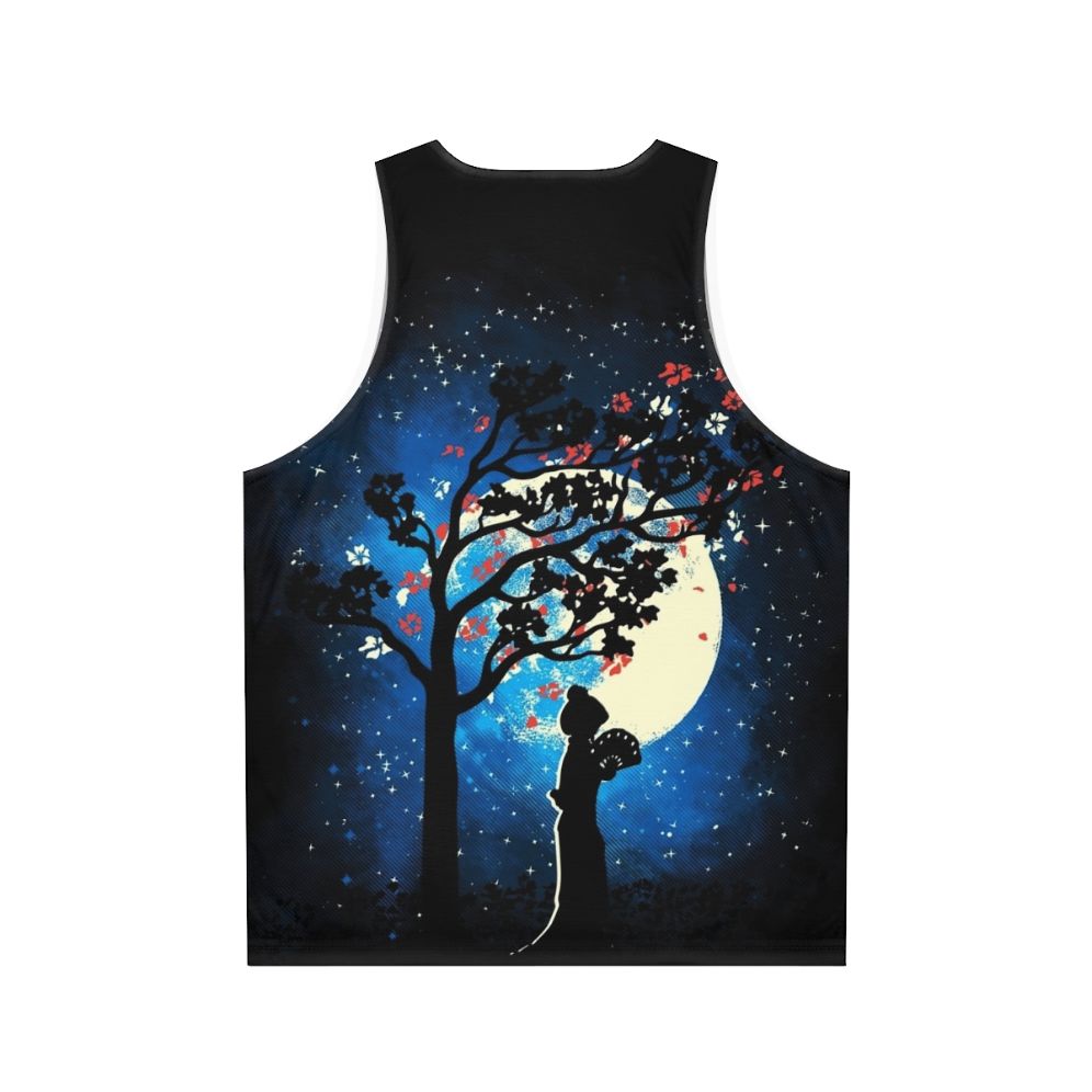 Tranquility unisex tank top with cherry blossom design - Back