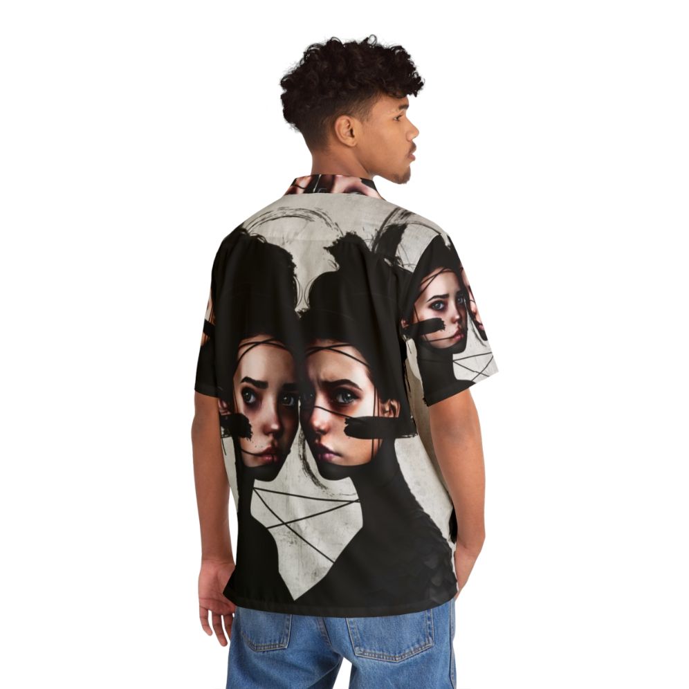 Gemini Hawaiian Shirt with realism portrait and pop surrealist art - People Back