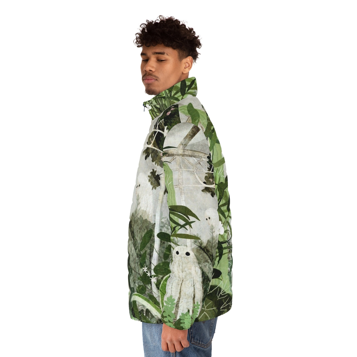 Ghostly puffer jacket with nature-inspired design - men side left