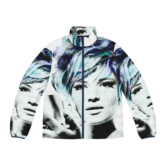 Monica Vitti inspired pop art puffer jacket in blue and purple