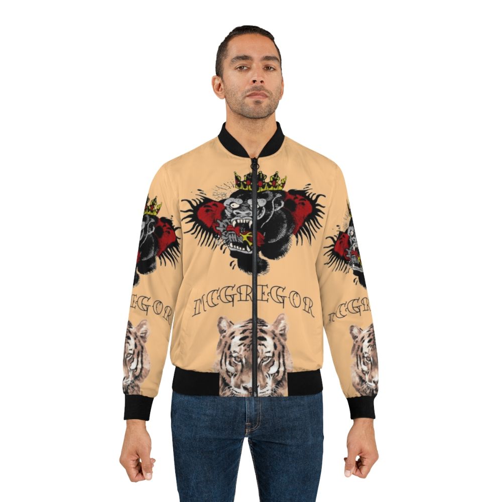 Conor McGregor Tattoos Bomber Jacket with Gorilla and Tiger Designs - Lifestyle