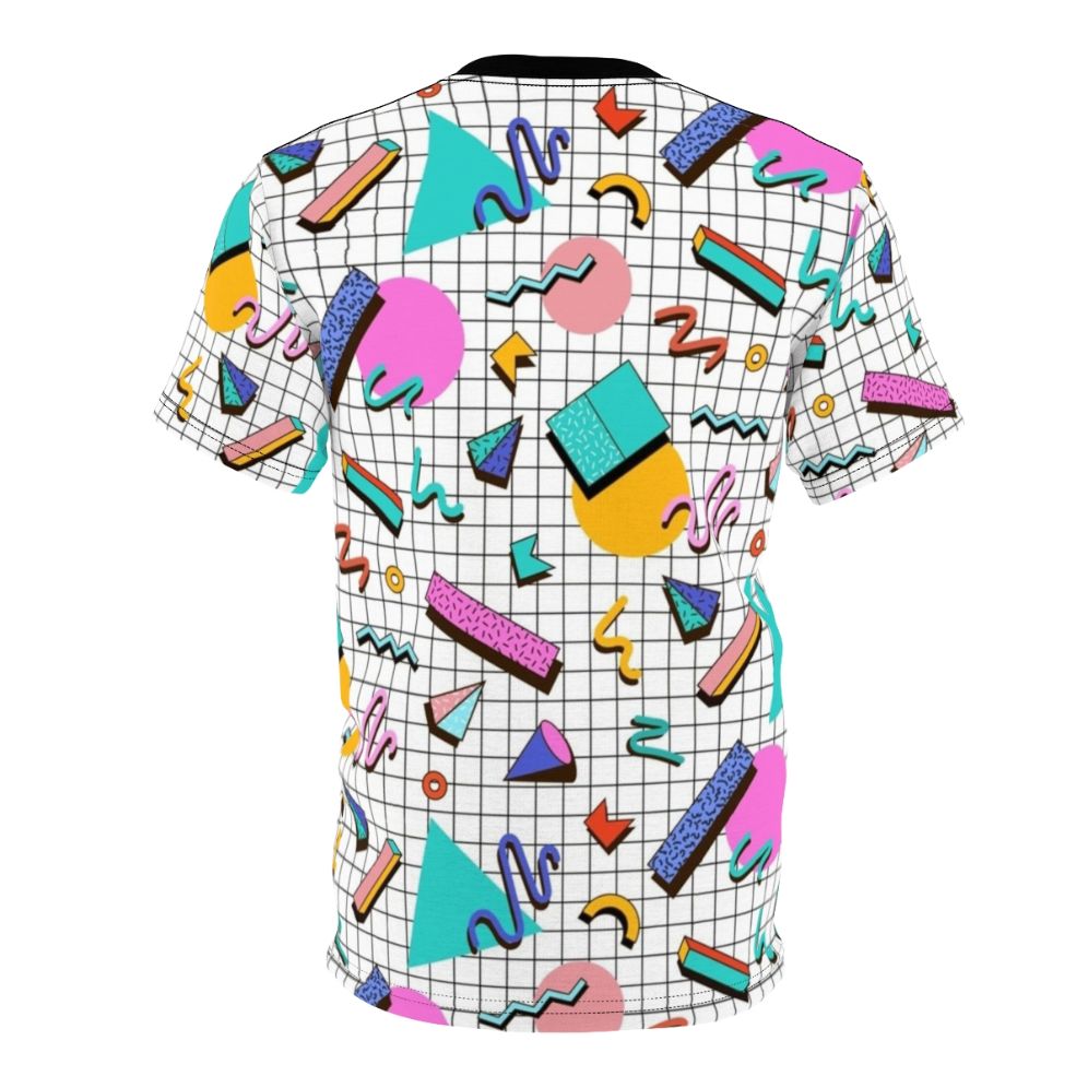 Colorful and vibrant 80s-inspired t-shirt featuring a funky, geometric pattern design. - Back