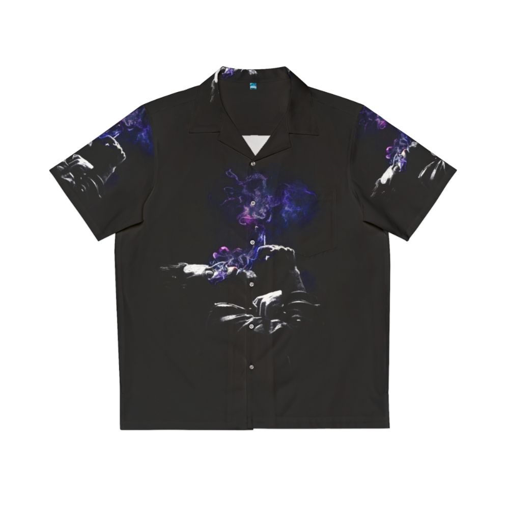 Photorealistic Tom Waits Smoking Nebula Hawaiian Shirt