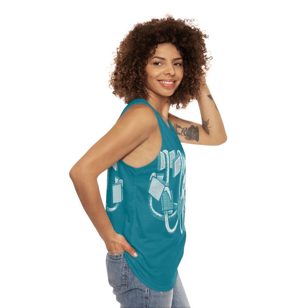 Unisex tank top with octopus and book design - women side