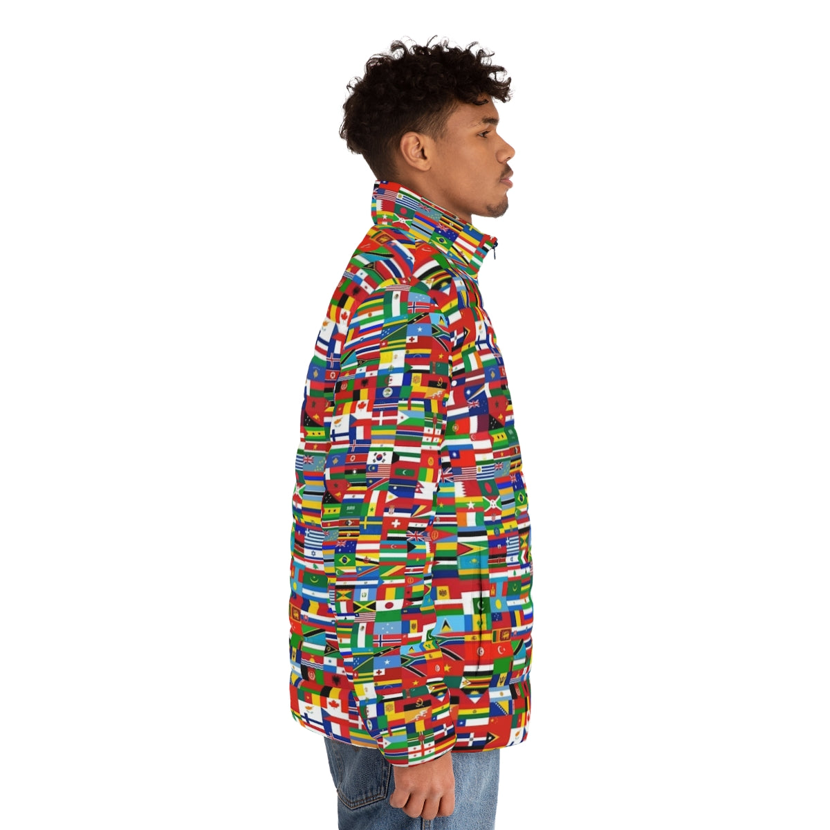 Flags Of The World Puffer Jacket with Vibrant International Flag Designs - men side right