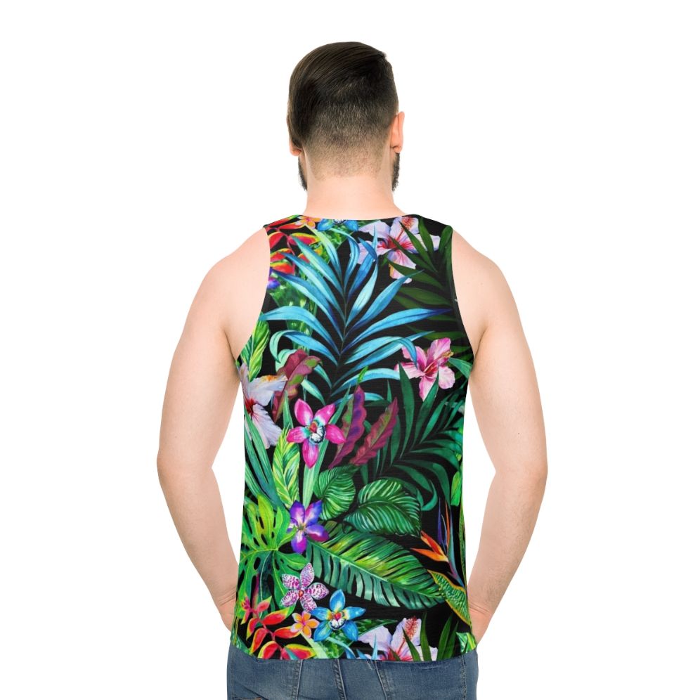 Tropical floral unisex tank top - men back