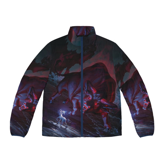 The Last Unicorn Fantasy Puffer Jacket with Mythical Unicorn Design