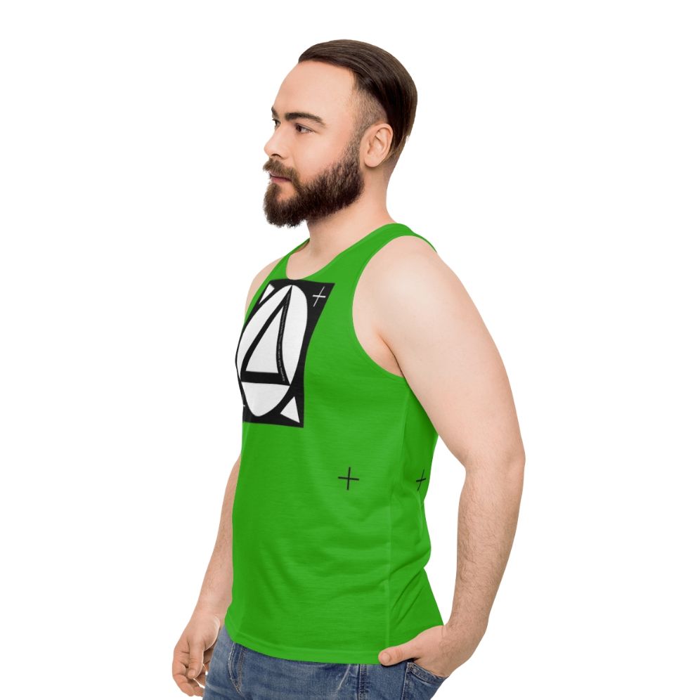 Unisex tank top with tracking markers for visual effects and green screen filming - men side