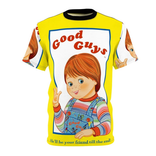 Chucky Good Guys doll inspired all-over print t-shirt featuring the iconic horror movie character