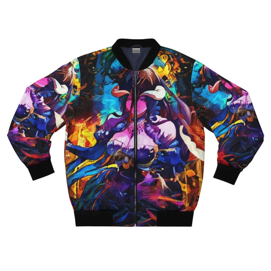 Anime-inspired bomber jacket with succubus and fantasy design