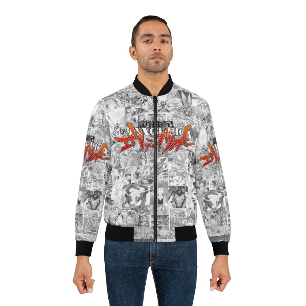 Evangelion Anime Inspired Bomber Jacket with Mecha and Character Designs - Lifestyle