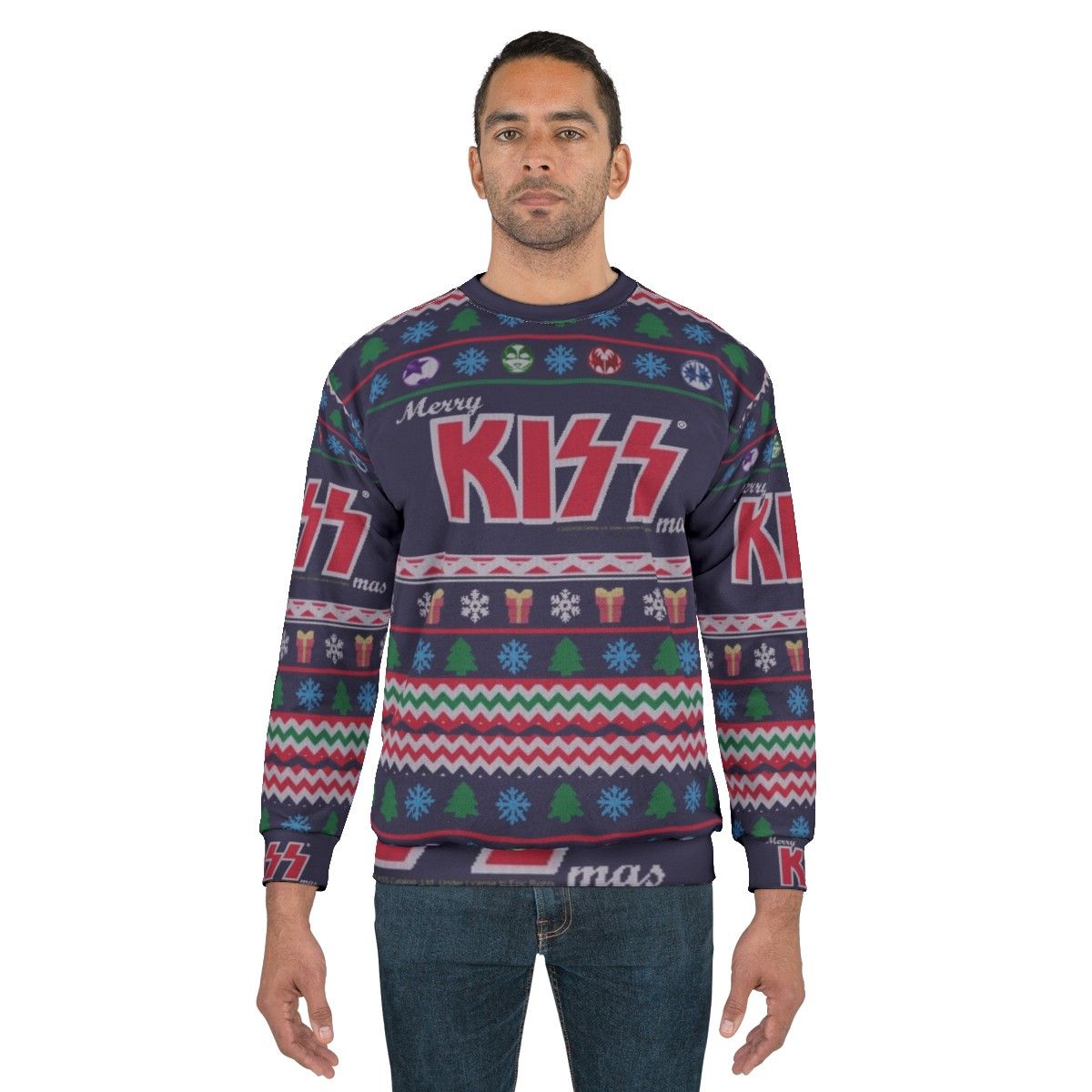 Kiss the Band ugly Christmas sweater sweatshirt - men