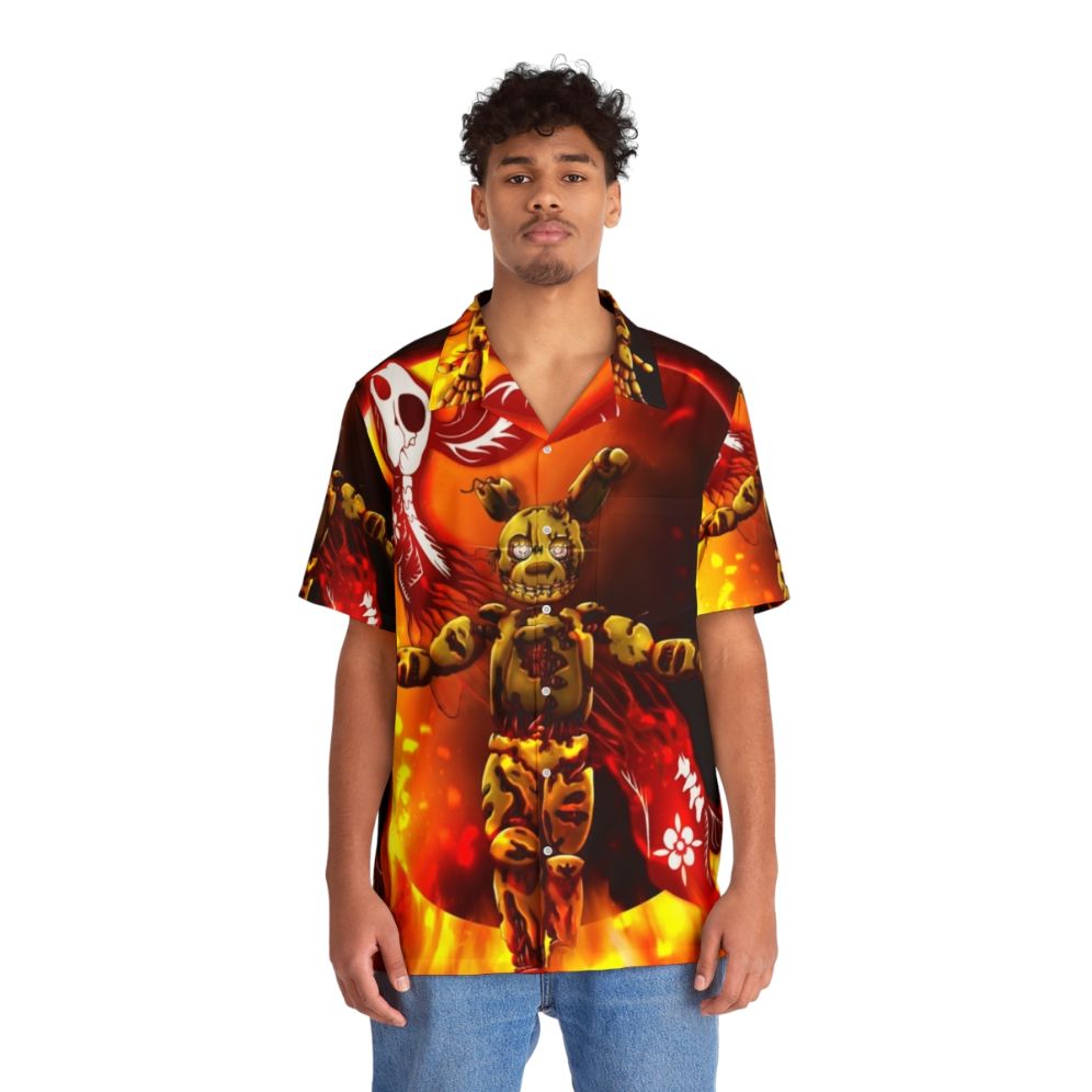 Vibrant Hawaiian Shirt featuring Springtrap from Five Nights at Freddy's in the Year of the Rabbit design - People Front