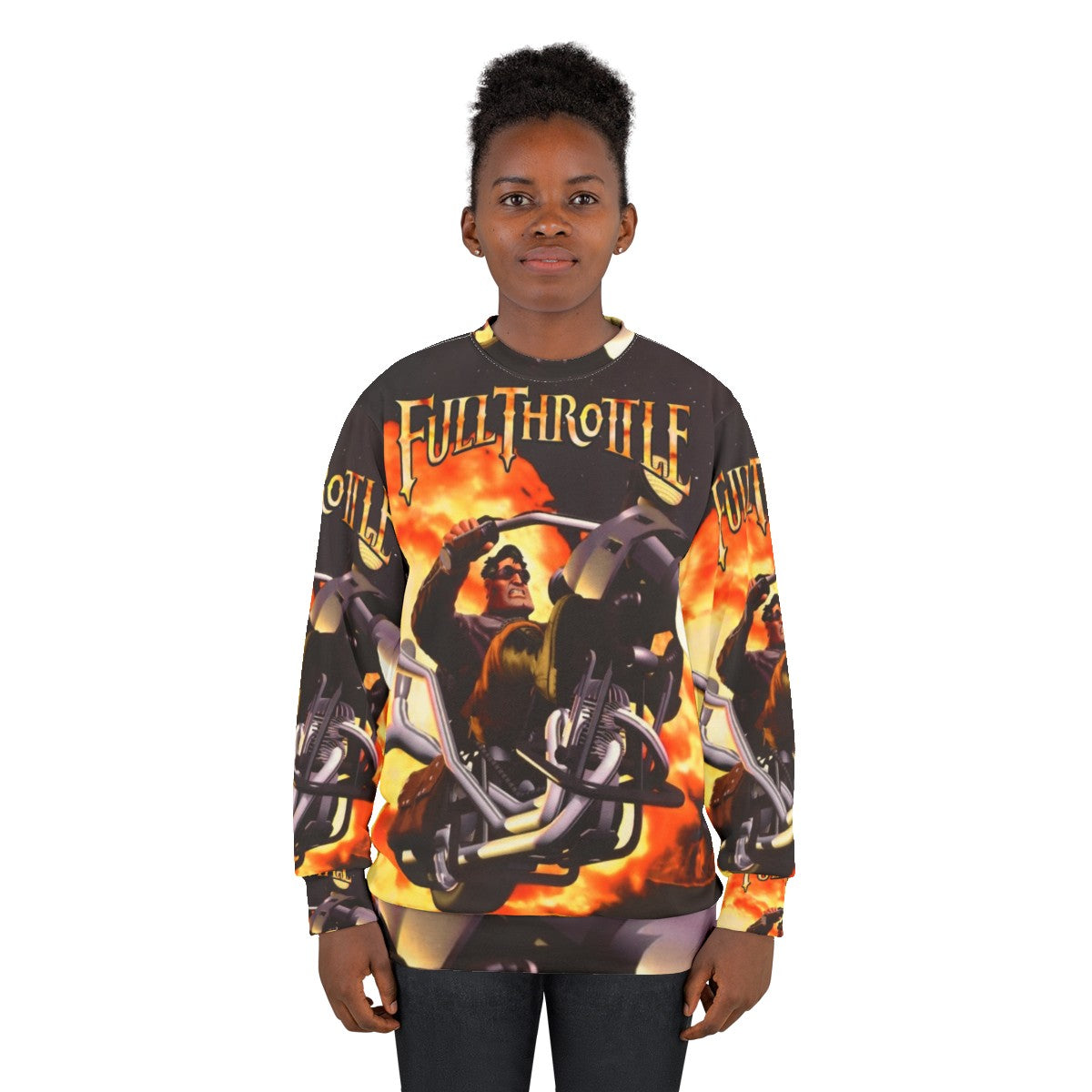 Retro gaming inspired full throttle graphic sweatshirt - women