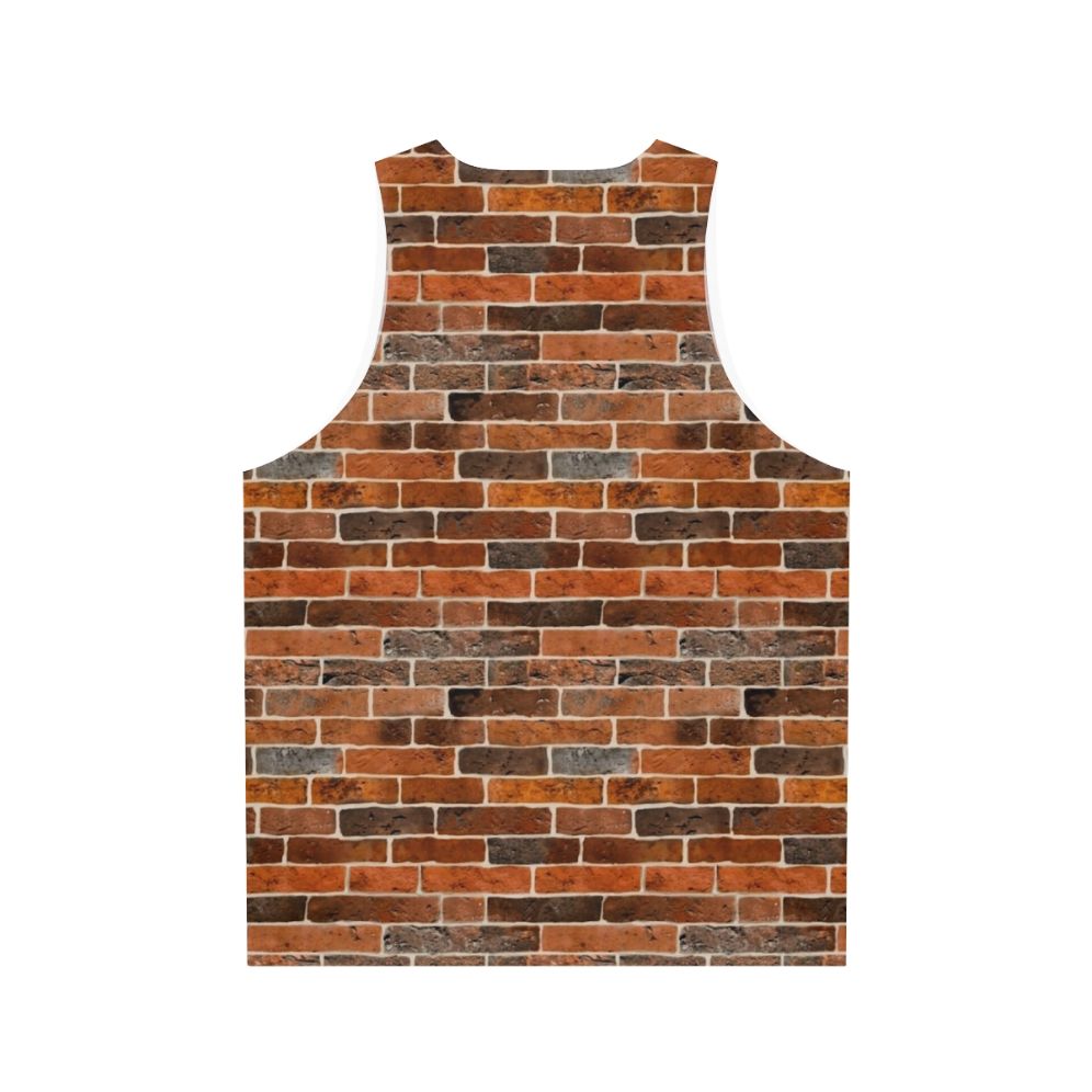 Brick wall unisex tank top with concrete block pattern - Back