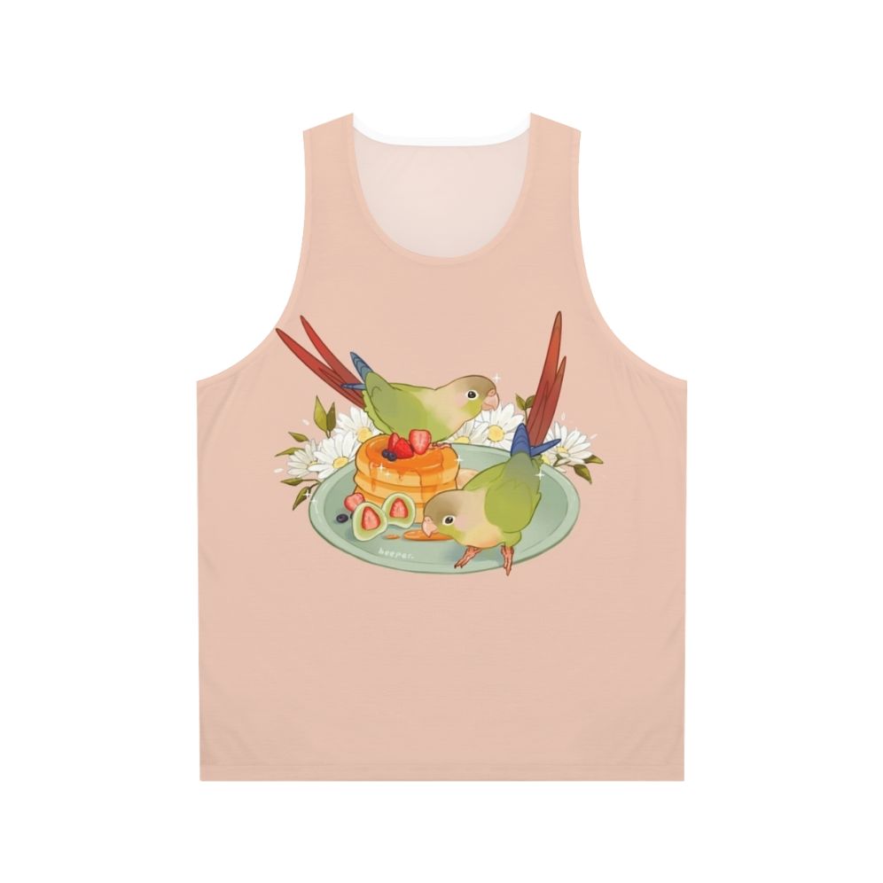 Cinnamon Conure Unisex Tank Top with Fluffy Pancakes Design