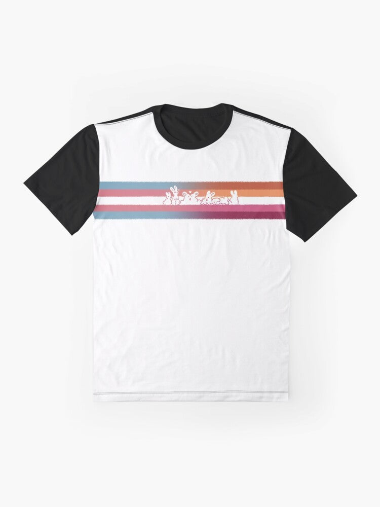 Transgender Lesbian Pride Rabbit Graphic T-Shirt - Flat lay