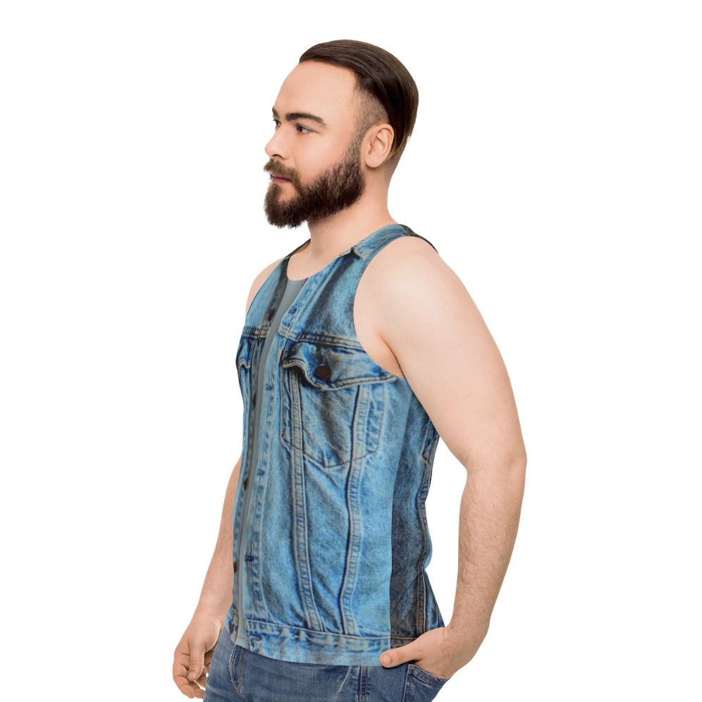 Unisex denim tank top - men side