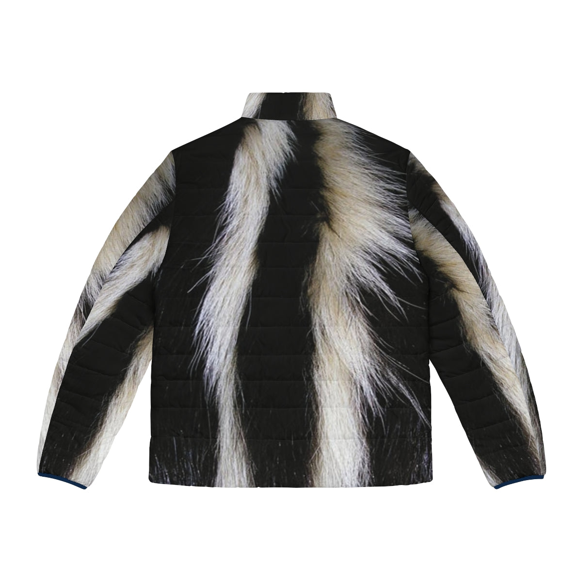 Skunk-inspired puffer jacket with bold black and white stripes - Back