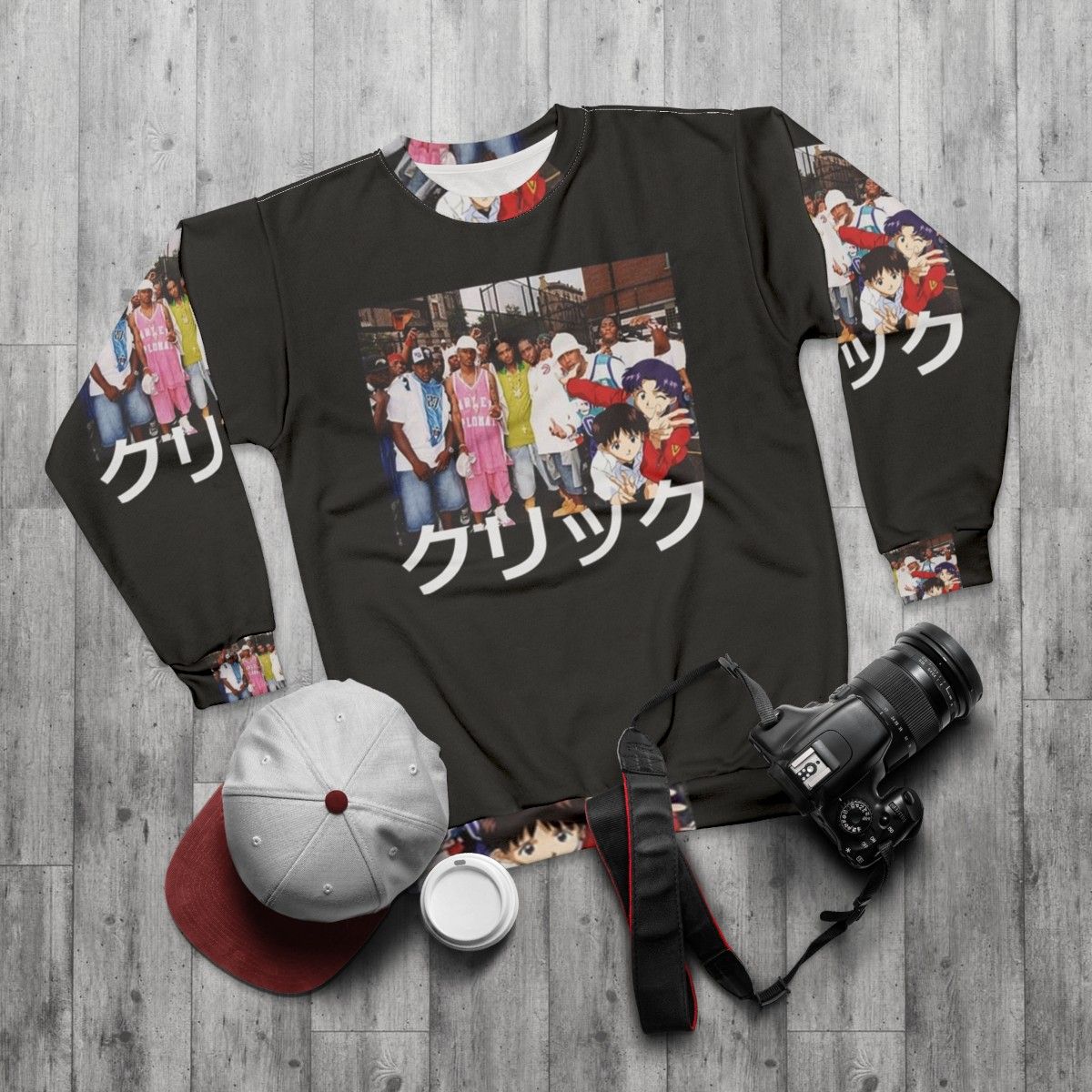 Dipset x Evangelion x Clique Graphic Sweatshirt - flat lay