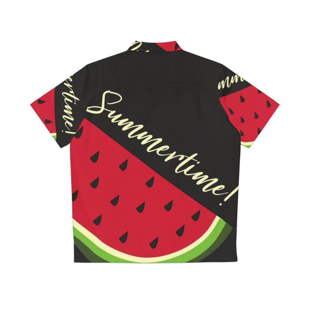 Watermelon print black Hawaiian shirt - Back