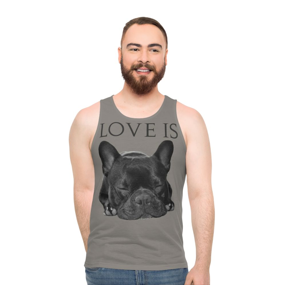 Unisex tank top with a cute French bulldog design - men