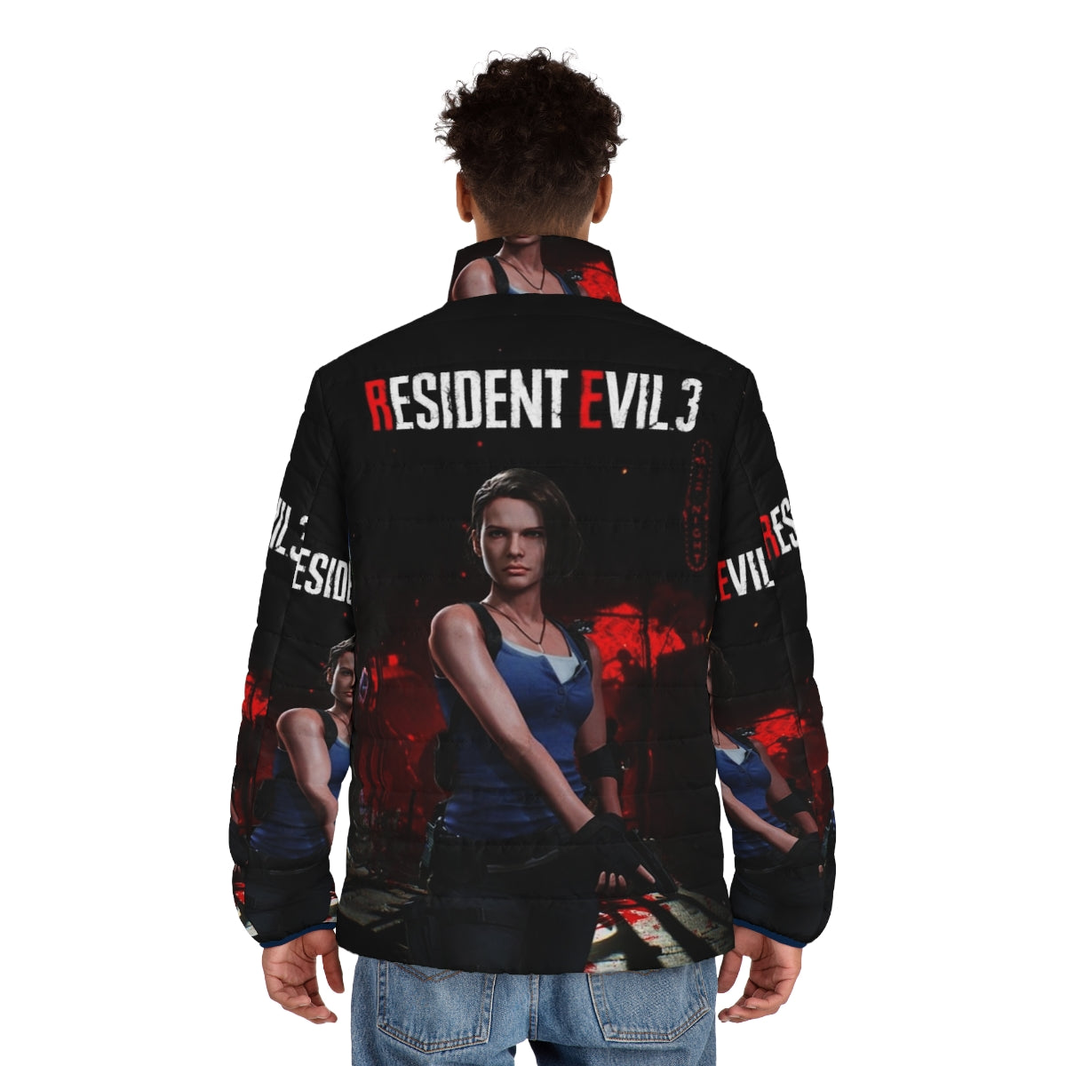 Resident Evil R3Make Jill Puffer Jacket with Nemesis design - men back