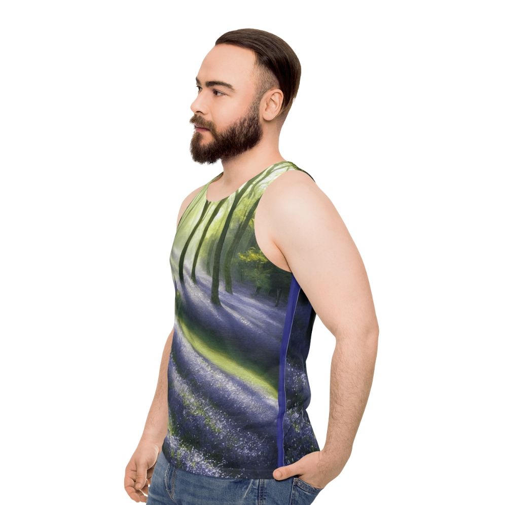 Unisex Bluebell Banks watercolor tank top - men side