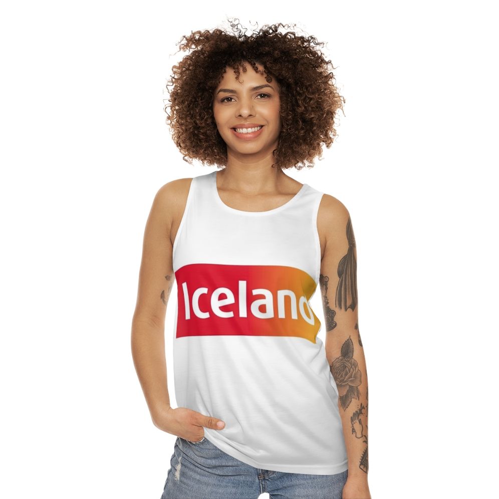 Model wearing Iceland Unisex Tank Top - women