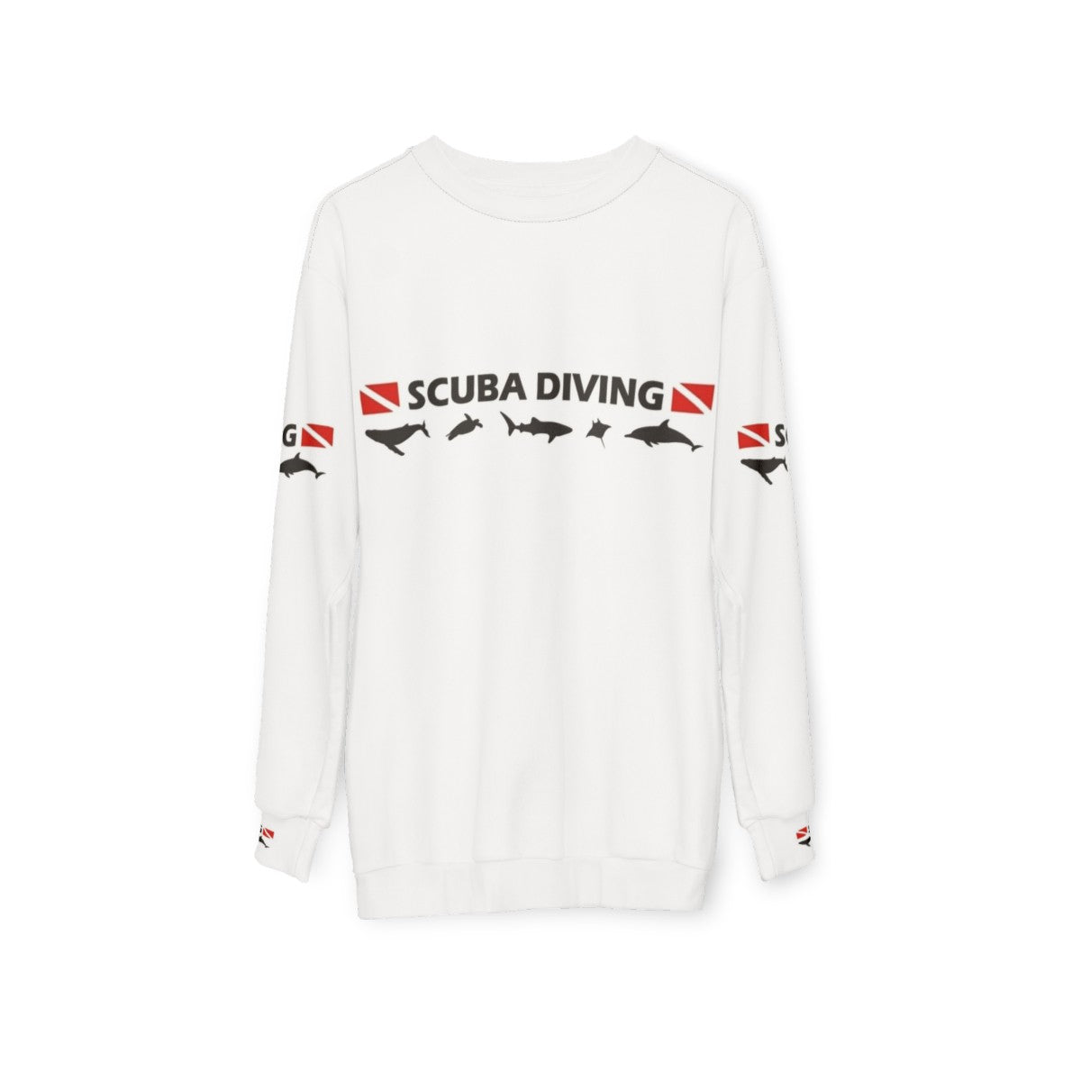 Scuba diving sweatshirt with ocean conservation design - hanging