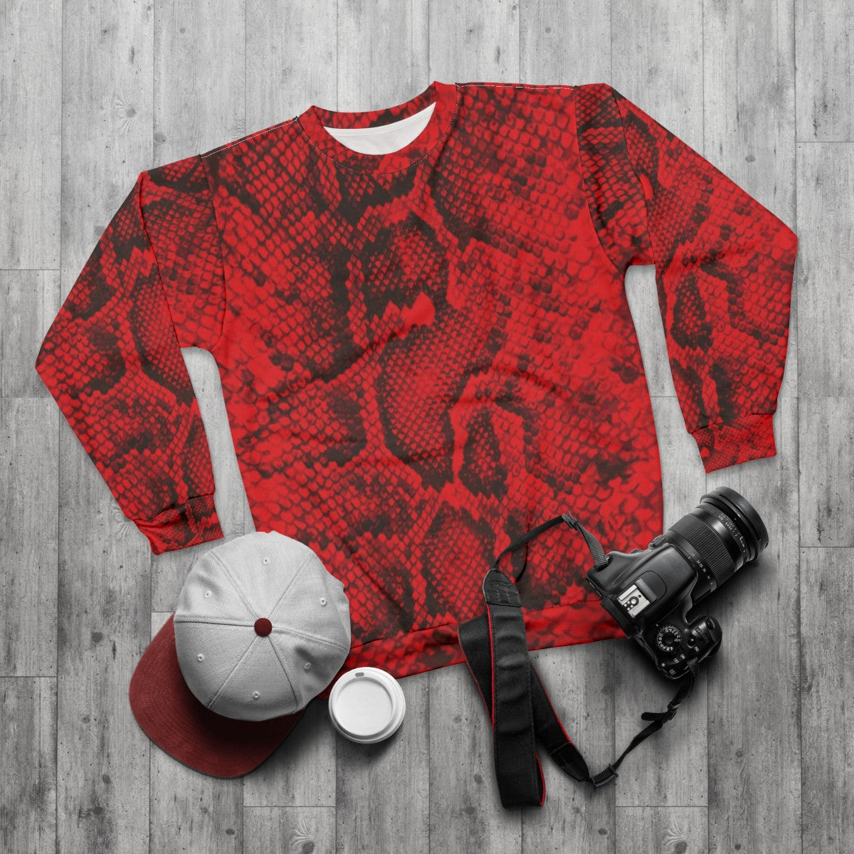 Red Snakeskin Sweatshirt - flat lay