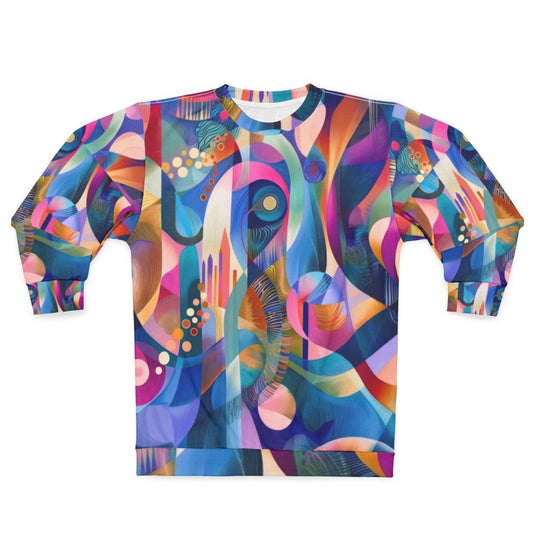 Vibrant abstract church sweatshirt with geometric art design