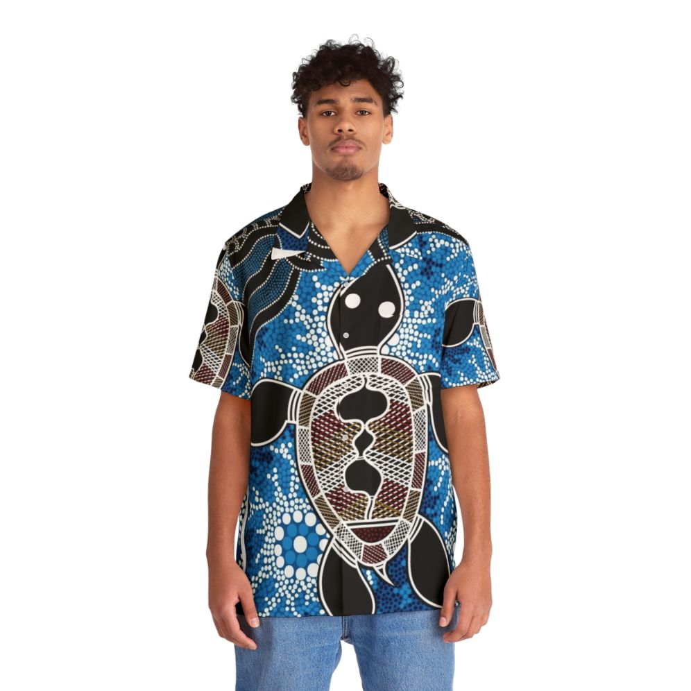 Authentic aboriginal art sea turtles hawaiian shirt - People Front