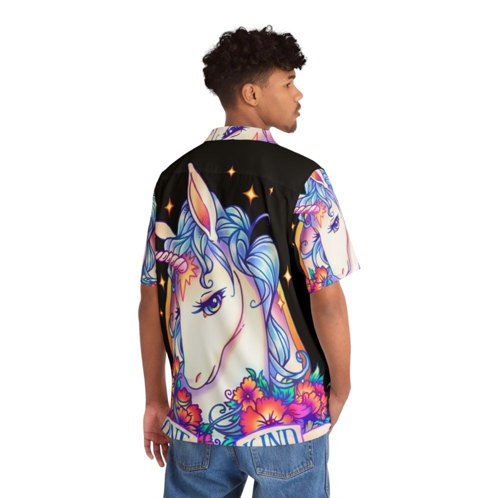 Mythical unicorn Hawaiian shirt with tropical floral pattern - People Back