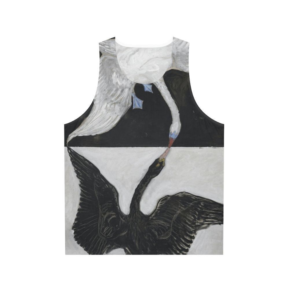 Hilma Af Klint inspired black and white swan unisex tank top