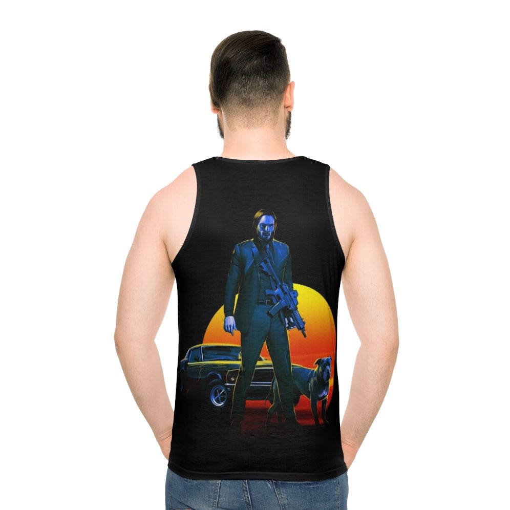 Unisex tank top with John Wick and Baba Yaga inspired design - men back