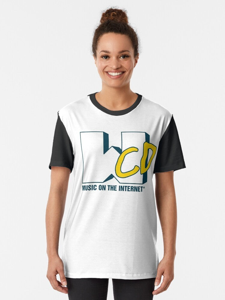 Music on the Internet Graphic T-Shirt featuring a light logo design - Women