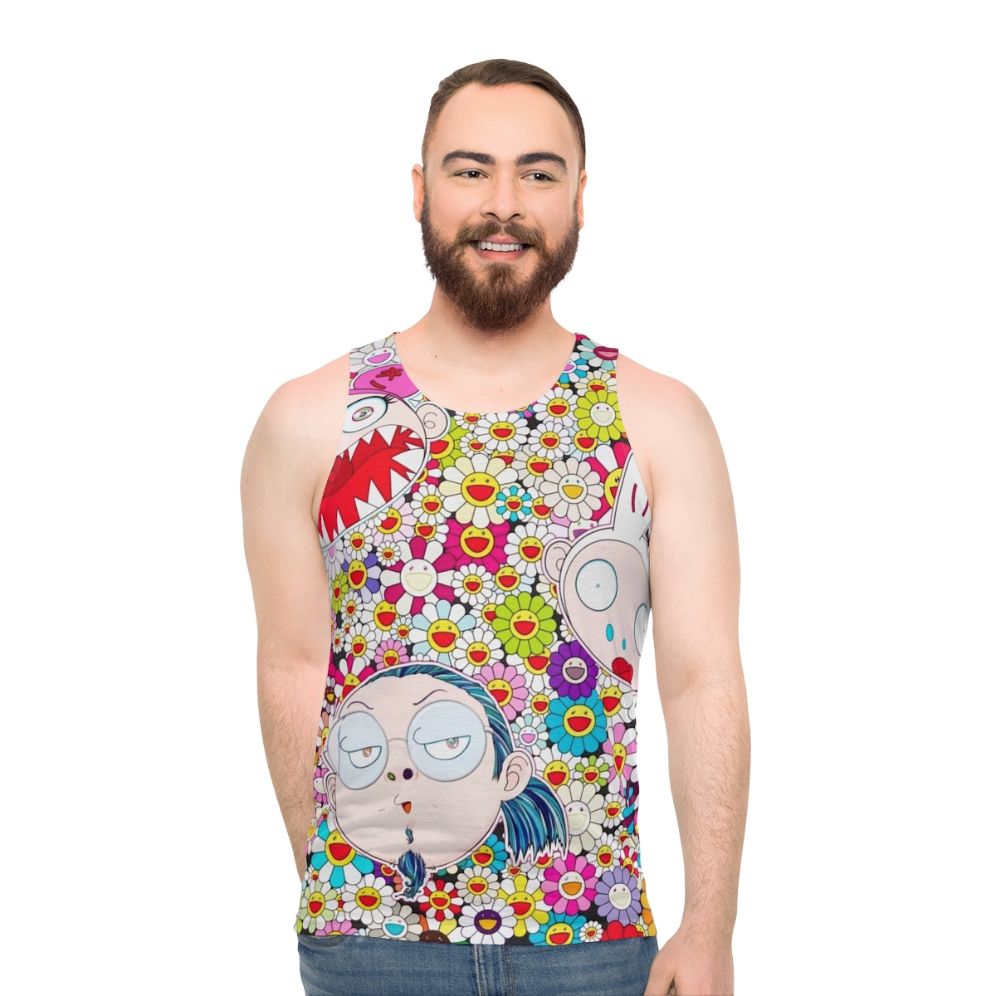 Unisex tank top featuring Takashi Murakami's iconic pop art design - men