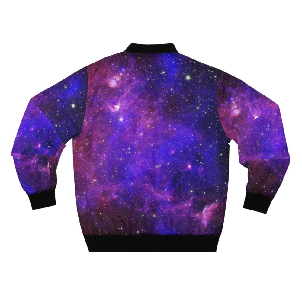 Galaxy design bomber jacket with vibrant cosmic patterns and stars - Back