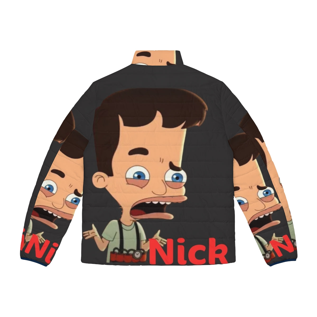 Big Mouth Nick Birch Fan Art Puffer Jacket - Back