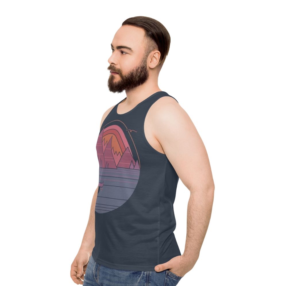 Unisex mountain landscape tank top - men side