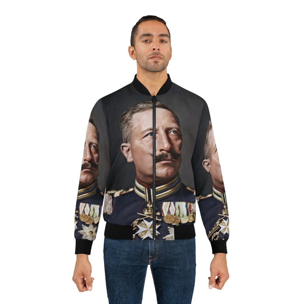 Vintage colorized bomber jacket featuring the portrait of Kaiser Wilhelm II, the last German emperor - Lifestyle