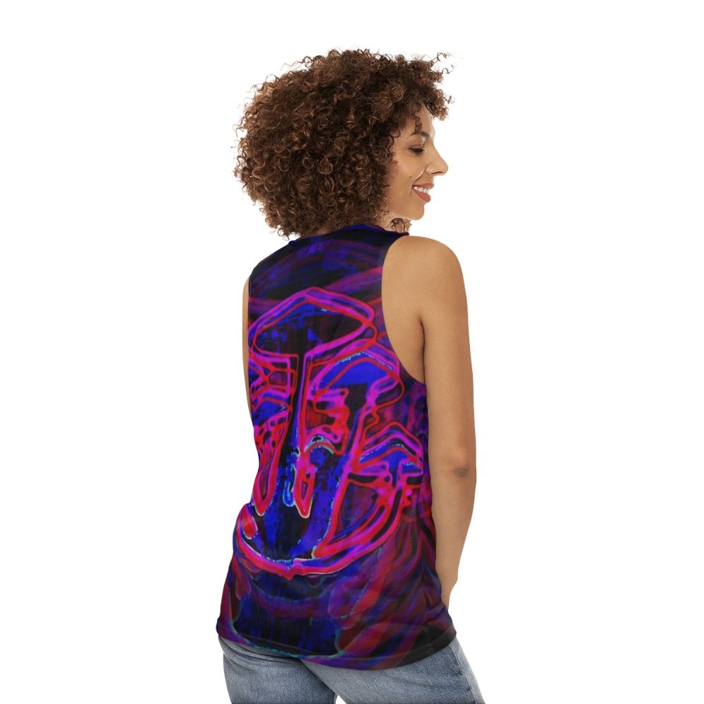 Neon shrooms glow-in-the-dark unisex tank top - women back