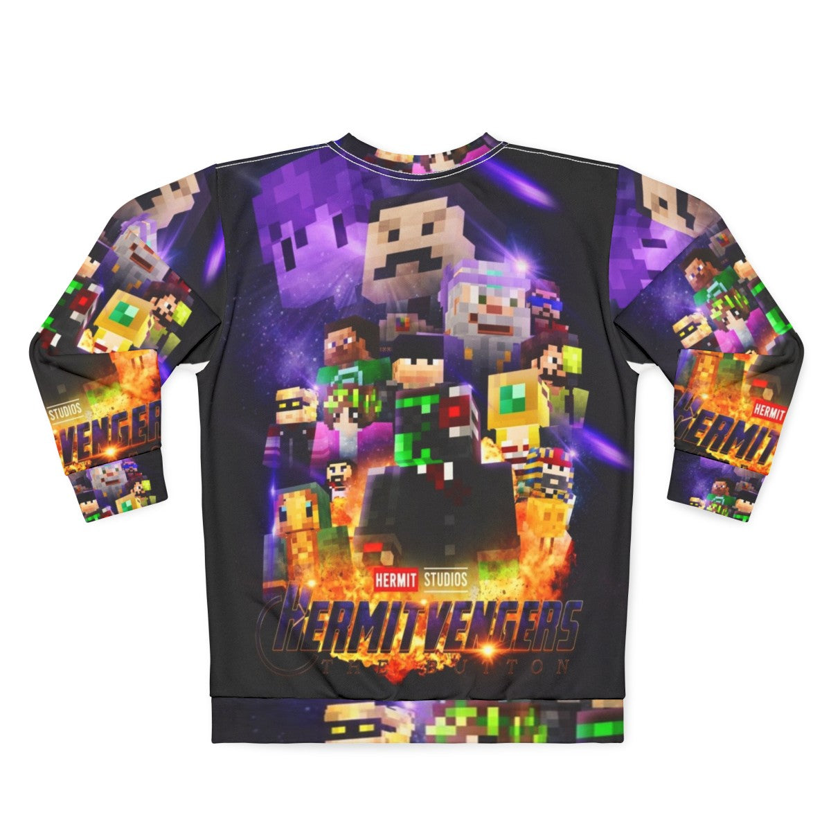 Hermitcraft and Avengers inspired minecraft sweatshirt - Back