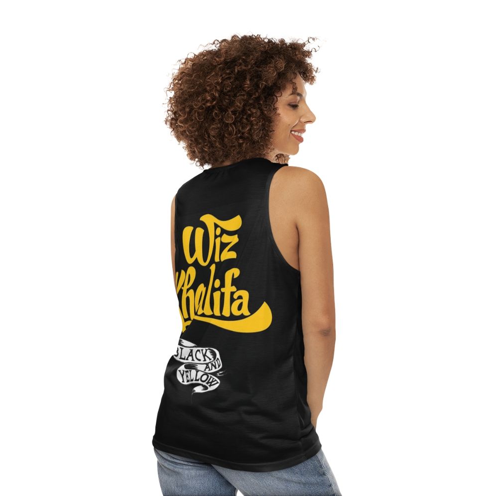 Wiz Khalifa inspired unisex tank top with music logo - women back