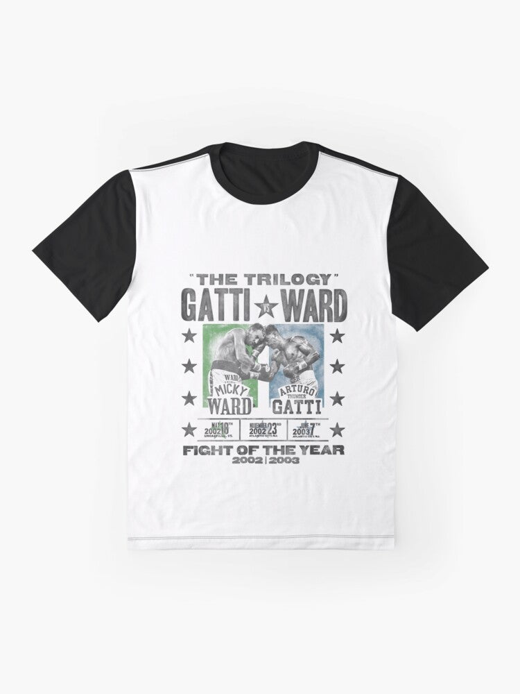 Ward v Gatti The Trilogy Graphic T-Shirt featuring a boxing battle design - Flat lay